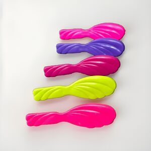 Vintage Mattel Barbie Doll Hair Brushes Lot of 5 Neon Hot Pink Malaysia Plastic
